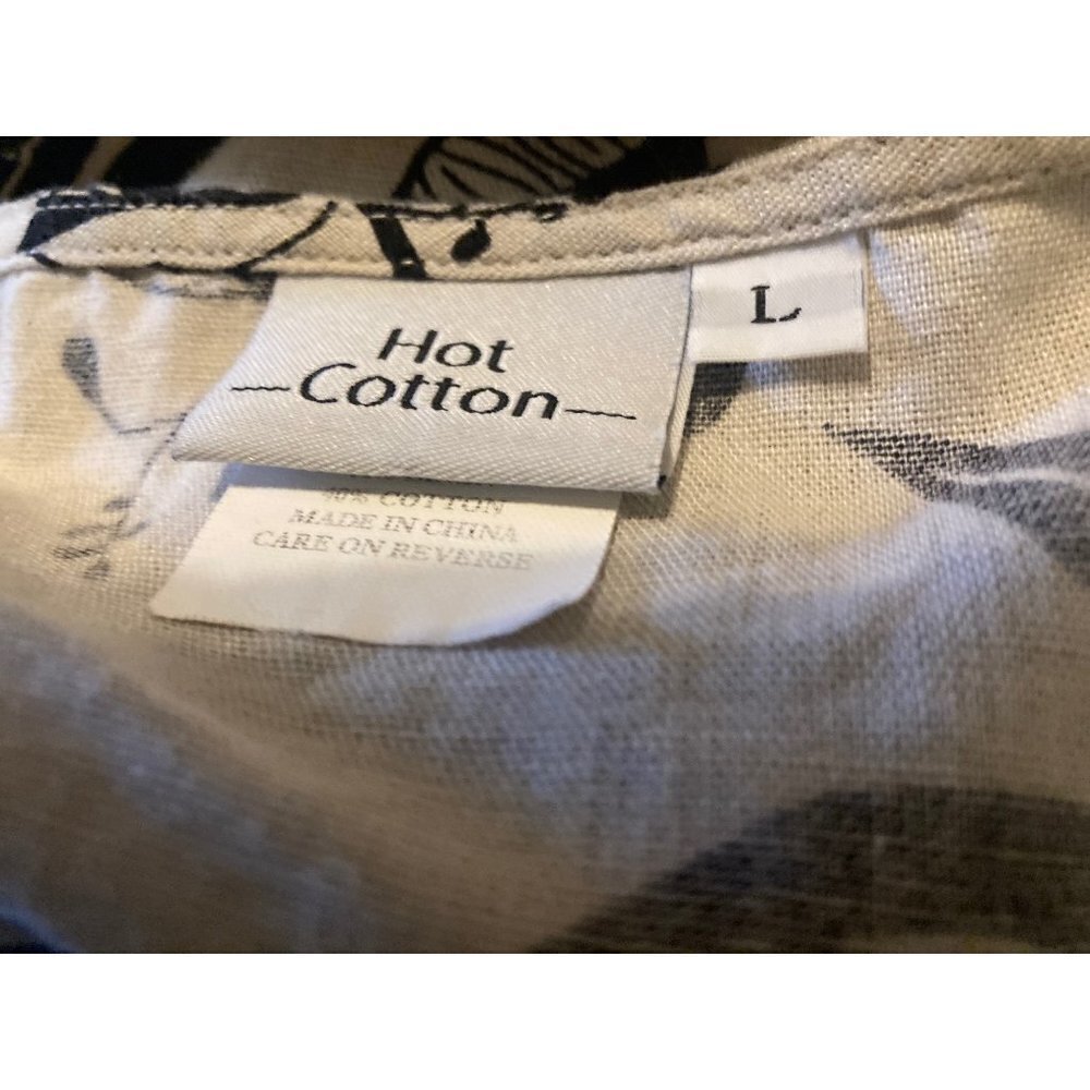 HOT COTTON Women's Size Large Linen Cotton Blend  3/4 Sleeve Top Shirt Pullover - Picture 6 of 8